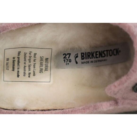 Birkenstock Kids Girls Sz 9 Soft Pink Zermatt Rivet Shearling/Wool Clog Slippers - Picture 8 of 16